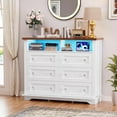 thumbnail image 2 of White Dresser with LED Lights,  6 Drawer Dresser with Power Outlet for Bedroom, 2 of 6