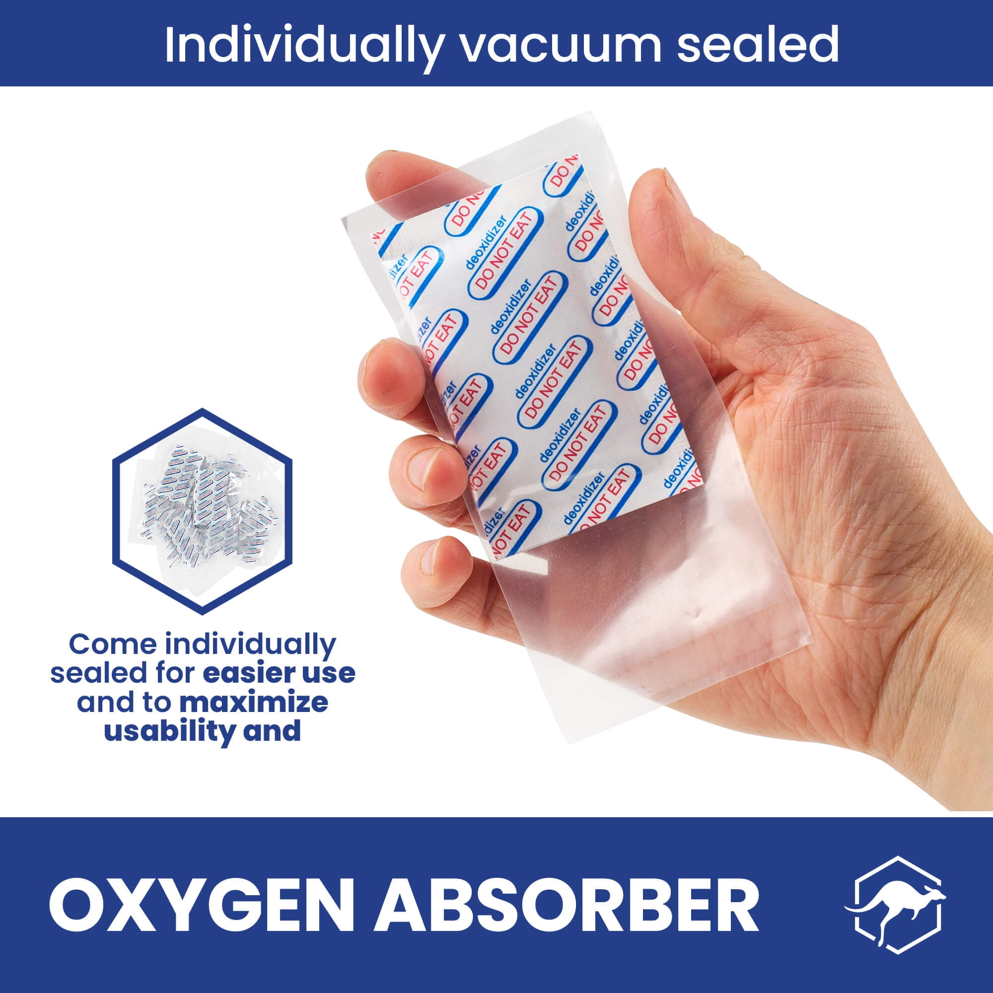 20 Wallaby 2000cc Oxygen Absorbers - Individually Vacuum Sealed - Food Safe for Long-Term Food Prepping & Storage in Mylar Bags, Canning, Harvest Right Freeze Dried & Dehydrated Foods