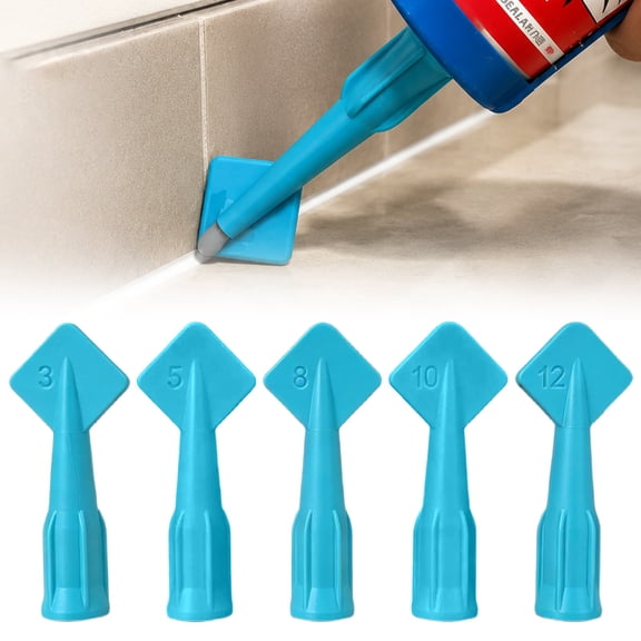 Clearance 5 Size Caulk Tips, Silicone Finishing Nozzle, Reusable Sealant Applicator Tips, Caulk Accessories for Countertop, Wall Cracks, Door Frames, Bathroom Sinks and Household Sealing Projects
