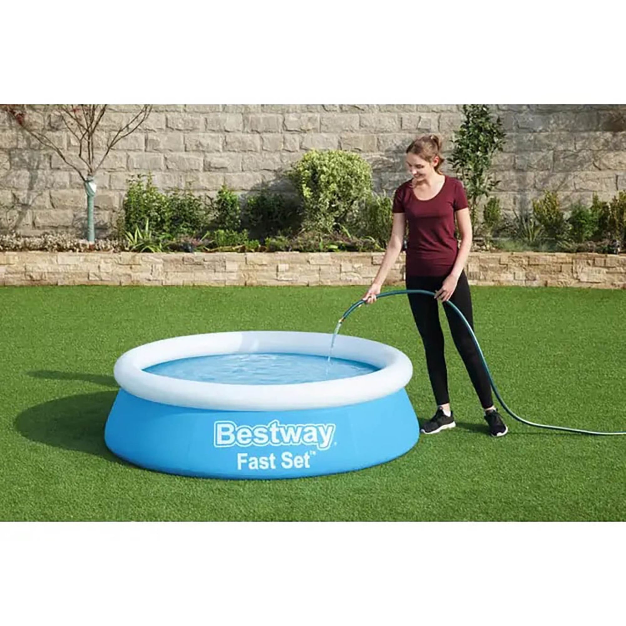Bestway: Fast Set - 6' x 20" Inflatable Round Pool, Above Ground Splash & Wade Pool, Fill & Rise Setup, Tritech Construction, Easy Drain, Family