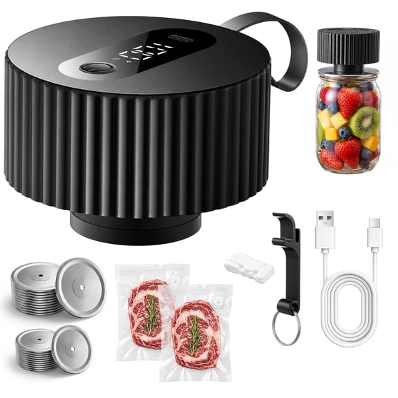 Behome Electric Mason Jar Vacuum Sealer with 20 Pack Lids, Automatic Wide Mouth and Regular Mouth Mason Jar Sealer Kit, Jar Vacuum Sealer for Food Storage and Fermentation, Black