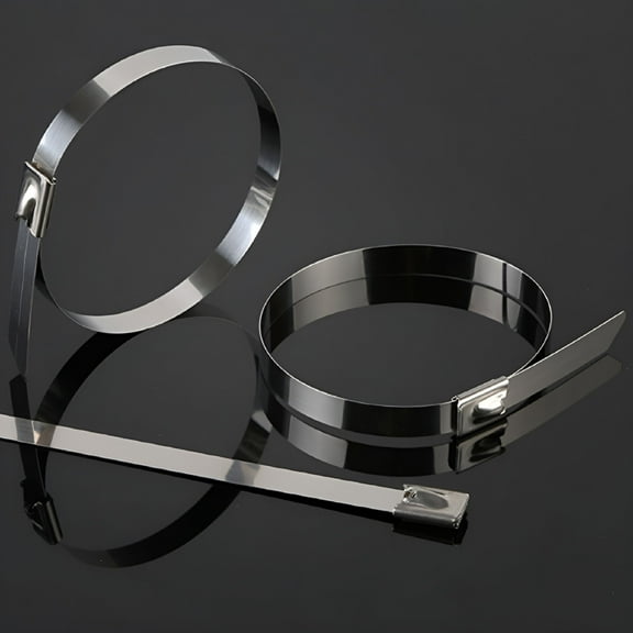 ACDANC 100Pcs 304 Stainless Steel Coated Multi-Purpose Locking Cable Metal Zip Ties