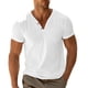 thumbnail image 1 of Camiseta retro de manga corta con cuello en V para hombre: color liso con diseño de corbata, ligera para todas las estaciones, corte holgado en el pecho y la cintura, 1 of 5