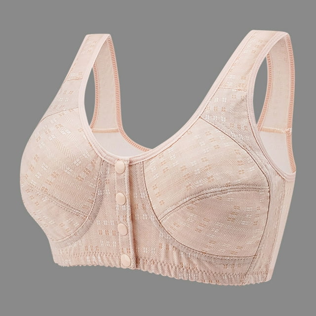 Weiqiqre Soutien-Gorge pour Femmes, Femmes Mignon Coton Confortable Dos en U Quatre Rangées de Boutons Rassemblés Sans Armatures Bonnet Tridimensionnel sous-Vêtements Soutien-Gorge
