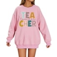 thumbnail image 3 of Chandail en Molleton Imprimé à Col Rond pour Femmes Chandail Décontracté à Manches Longues pour Enseignants Étudiants Vacances Collation des Grades Anniversaire Automne Hiver Blouse Douce et Confortable, 3 of 5