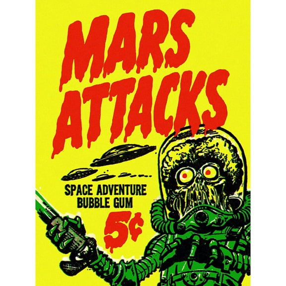 Mars Attacks Space Adventure Bubble Gum Bright Illustration Advert Alien Monster UFO Saucer Unframed Wall Art Print Poster Home Decor Premium