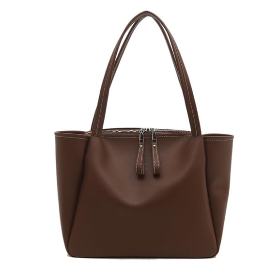 Genuine Leather Work Tote Bag, 15.6 Inch Laptop Purse with Zip Compartments, Large Office Handbag