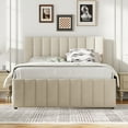 thumbnail image 2 of Bellemave Full Bed with Trundle and Storage, Upholstered Platform Bed with 3 Drawers, Wood Full Bed Frame with Tuffted Headboard for Teens Adult Bedroom（Beige）, 2 of 8