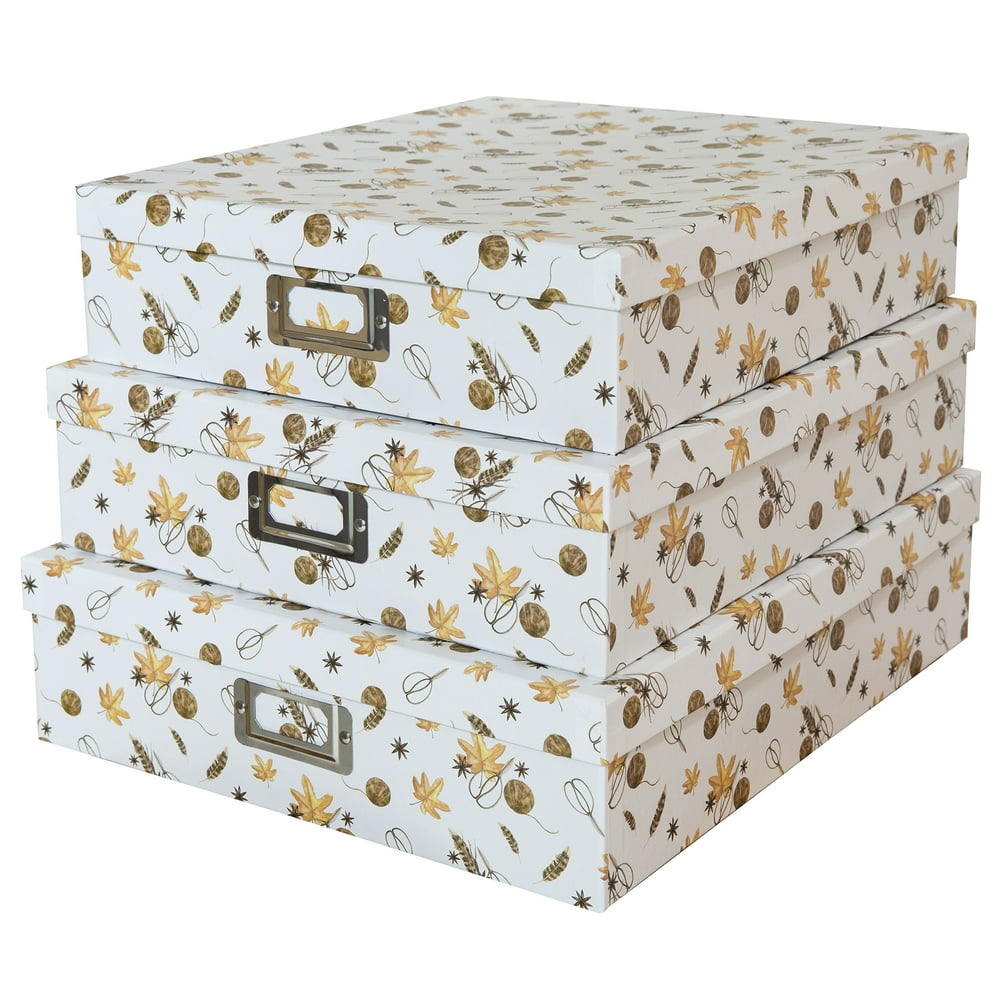 Soul & Lane Decorative Storage Cardboard Boxes for Fall Harvest Festivities (Set of 3, Hello