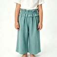thumbnail image 2 of Gubotare Kids Harem Pants Girls Wide Leg Pants Kids Fashion Lace Hem Elastic Waist Pants Slacks with Pockets Size 6-7 (Light Green,6-7 Years), 2 of 4