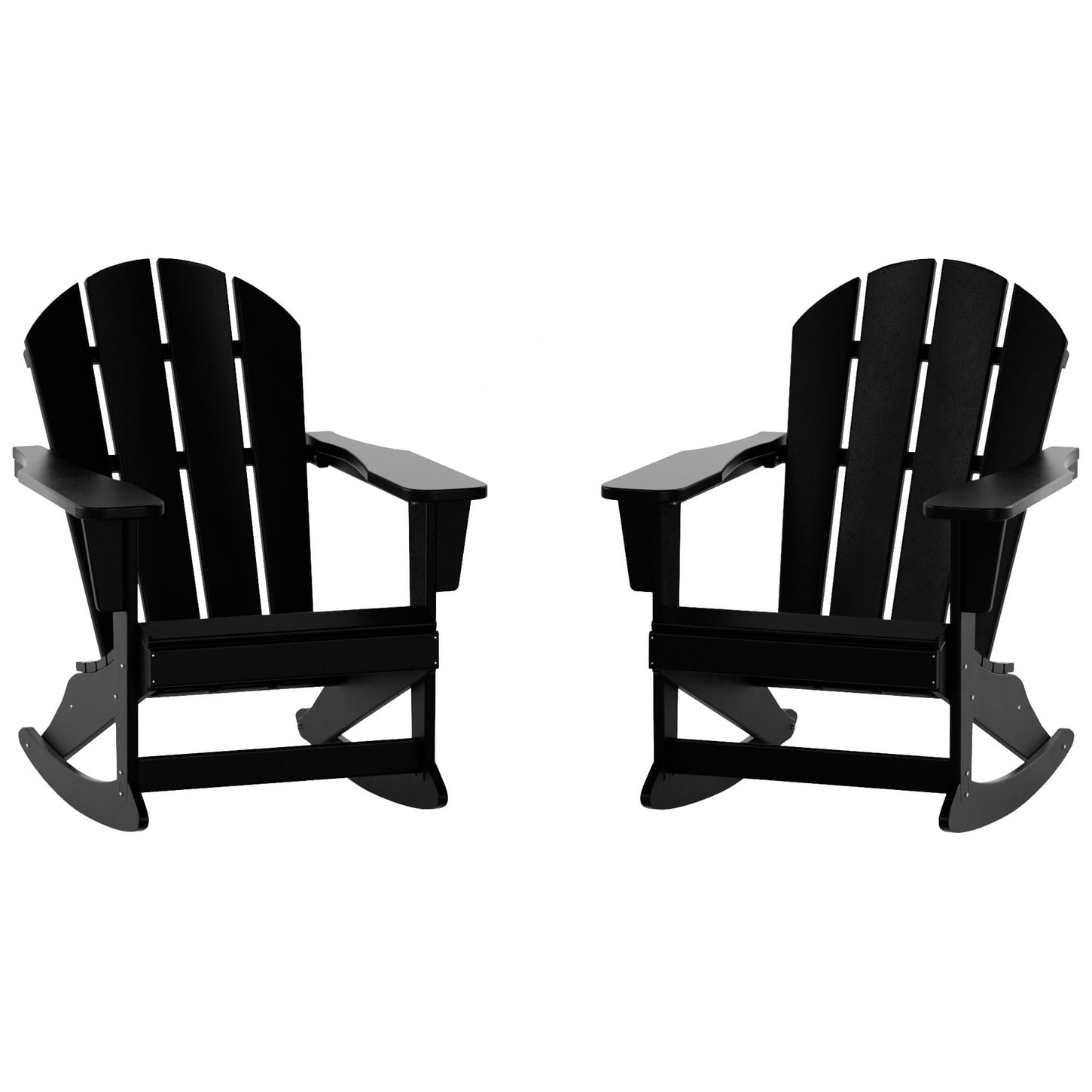 Polytrends  Laguna Hdpe All Weather Outdoor Patio Rocking Chair (Set of 2) Black