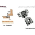 thumbnail image 4 of Brevlon, 30 Pieces, 105 Degree, Soft Closing, Full Overlay, Frameless, 2-Cam Adjustment, European, Concealed, Cold-Rolled Steel, Brushed Nickel, Kitchen Cabinet Door Hinges with Mounting Screws, 4 of 7