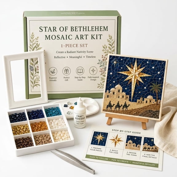 Sea Glass And Pearl Art Kit Christian Nativity Family Milestones Flower DIY,3D Mosaic Craft For Adults Beginners Home Decor And Gift