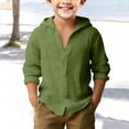 thumbnail image 2 of Mercatoo Cotton Linen Shirt for Boys Summer Casual Hawaiia1 Beach Hoodie Kids Long Sleeve Button Down Shirts Lightweight Tops, 2 of 4
