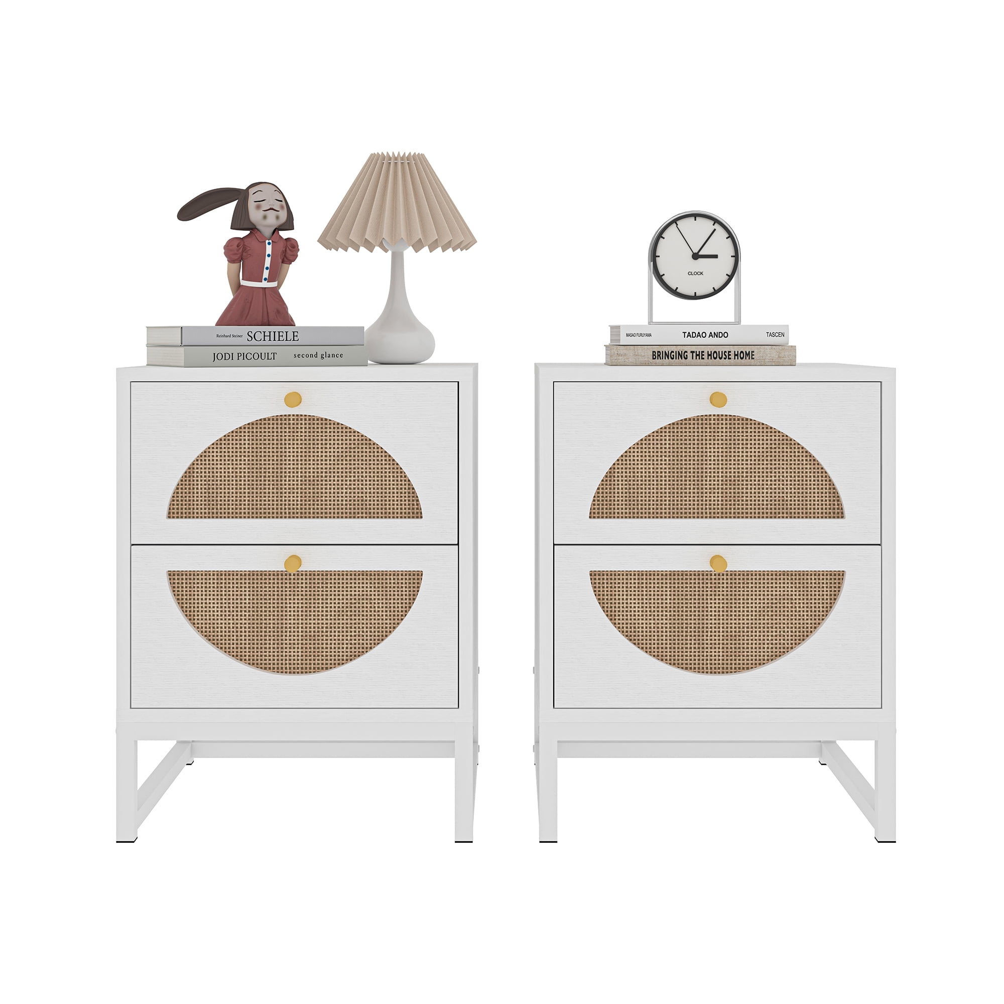 YYAo Nightstand Side Table Set of 2, End Table with 2 Drawer, End Table for Bedroom, White Side Table YYAo Nightstand Side Table Set of 2, End Table with 2 Drawer, End Table for Bedroom, White Side Table
