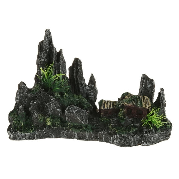 Unique Bargains Aquarium Landscape Mountain Decoration Artificial Aquatic Terrariums Stone Gray Green 5.51"