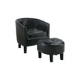 thumbnail image 3 of LiviNest Black Accent Chair with Ottoman: Modern Compact Seating Set for Small Spaces - Contemporary Faux Leather Upholstered Barrel Back Chair & Matching Footrest for Studio Salon Waiting Area, 3 of 6