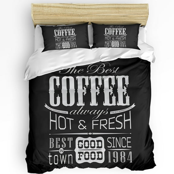 Coffee Label Blackboard Retro Style Duvet Cover Bed Bedding Set Home Quilt Cover Pillowcases Bedroom