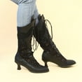 thumbnail image 4 of Mepaouo Women's Vintage 70s Victorian Boots Lace up Wedding Bride Cutout Knee High Boots(Black,8), 4 of 6