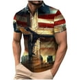 thumbnail image 2 of UVEASISHA Mens Fourth of July Golf Shirts Memorial Day Distressed Printed Polos Shirt Big and Tall Casual Button Collared T-Shirt Khaki 3XL, 2 of 5