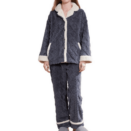 

Homgro Women s Fuzzy Flannel Fleece Pajama Set Loose Fit Lounge Set V Neck Soft Loungewear Set Blue Large
