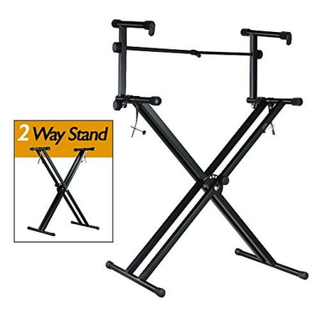 PARTYSAVING Pro Series Portable 2 Tier Doubled Keyboard Stand with Locking Straps APL1158,
