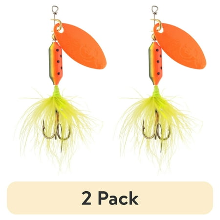 (2 pack) Worden s® Rooster Tail® Original Fire Tiger Inline Spinnerbait Fishing Lure 1/16 oz. Carded Pack