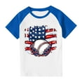 thumbnail image 7 of Boys Girls Independence Day Clothes Kids American Flag PrinT-Shirts 4Th Of July Raglan Short Sleeve Casual Tops Blue 13-14 Years, 7 of 7