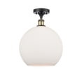 thumbnail image 2 of Innovations Lighting  Athens - 1 Light 12" Semi-Flush Mount Matte White/Black Antique Brass, 2 of 5