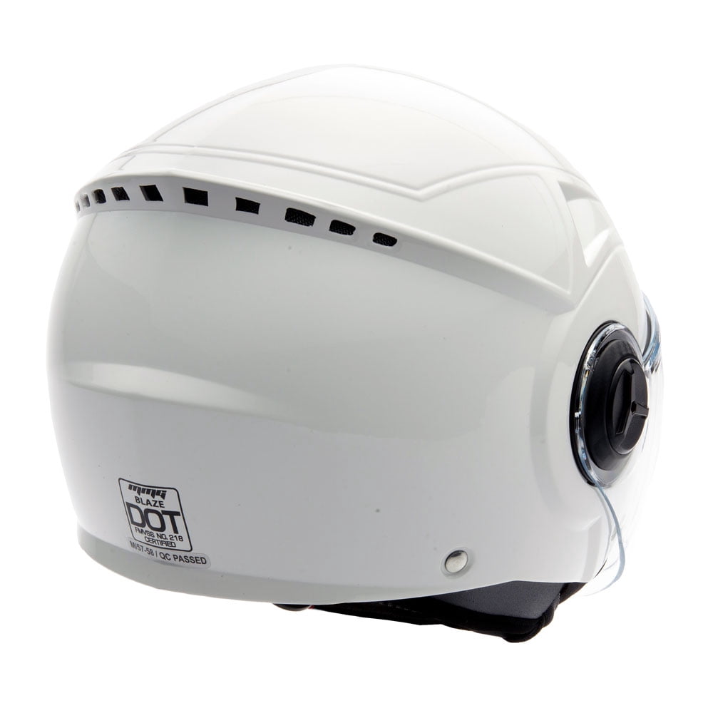 MMG Motorcycle Open Face Helmet DOT Flip-Up Visor Gloss White (Large) Model 28