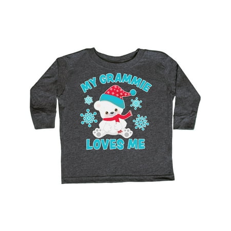

Inktastic Polar Bear My Grammie Loves Me in Santa Hat with Snowflakes Gift Toddler Boy or Toddler Girl Long Sleeve T-Shirt