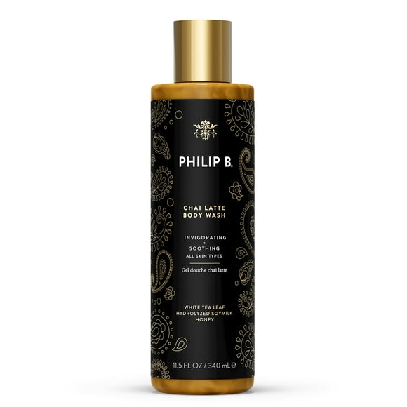 PHILIP B Chai Latte Body Wash 11.5 Fl Oz (340 ml) - Vigorizante + Calmante formulado con leche de soja hidrolizada de hoja de té blanco y miel para todo tipo de piel