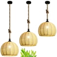 thumbnail image 1 of FSLiving Full Spectrum 15W LED Plant Grow Light Hanging Swag Pendant Lamp Flush Mount Twine Natural Rattan Shade Mini Semi Light Fixture E26 Socket Hemp Rope for Indoor Planting Kitchen Island, 1 of 6