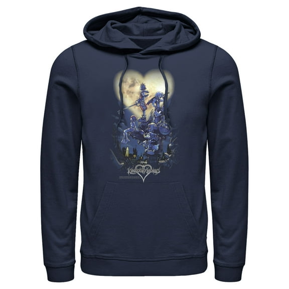 Men's Kingdom Hearts 1 Box Art Pull Over Hoodie Navy Blue Medium