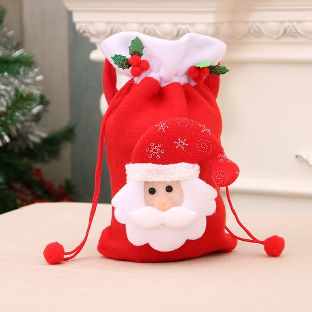 Wmhnj Bolsa de regalo navideña festiva con diseño de Pap Noel para dulces y decoraciones navideñas