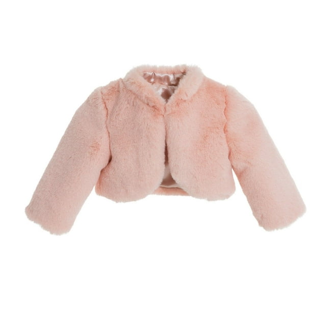Blush Pink Faux Fur Capes Flower Girl Bolero Cozy Fur Jacket Princess