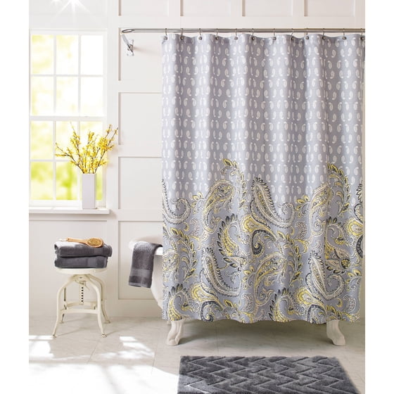 Better Homes and Gardens Yellow Paisley Fabric Shower Curtain