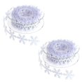 thumbnail image 2 of 2 Pcs White Glitter Ribbon Present Ribbon Snowflake Fabric Printed Grosgrain Ribbon, 2 of 2