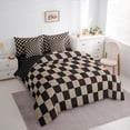 thumbnail image 3 of Castle Fairy Geometric Grid Plaid Bedding Comforter Set 7-Piece for Kids Children Teens,Vintage Aesthetic King Bedding Sets,Black Brown Ultra Soft Bed Sheets,Microfiber Bedroom Decor,Reversible, 3 of 8