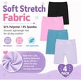 thumbnail image 3 of Girls 4 Pack Bike Shorts Stretchy, Soft High Waist Athletic Shorts for Kids with Fun Prints Colors Ideal for Dance, Play, Biking, or Everyday Wear (Sizes 4-14), 3 of 7