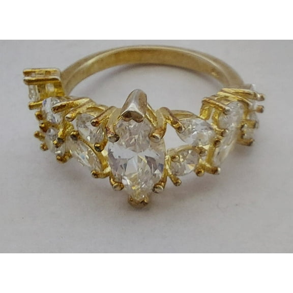 10K Gold Plated on 925 Silver CZ Stone Wedding Band