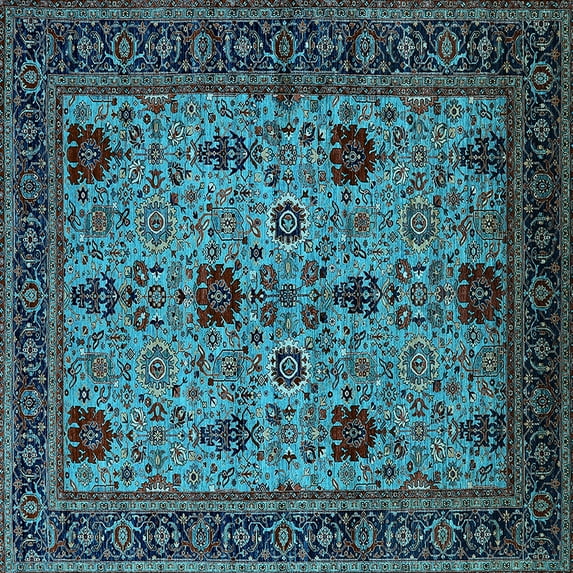 Ahgly Company Indoor Square Oriental Light Blue Traditional Area Rugs, 3' Square