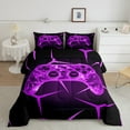 thumbnail image 2 of Castle Fairy Video Game 3pcs King Size Comforter Sets,Black Purple Bedding Comforter Set,Geometric Theme Super Cozy Bedding Set,Ultra Soft Abstract Home Decor,Reversible, 2 of 8