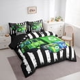 thumbnail image 2 of Castle Fairy Patriotic Recycle Truck Twin Bedding Sets 7-Piece for Adults, Eco Garbage Bin Bedding Comforter Set for Bedroom, Black White Green,Black Reversible, 2 of 7