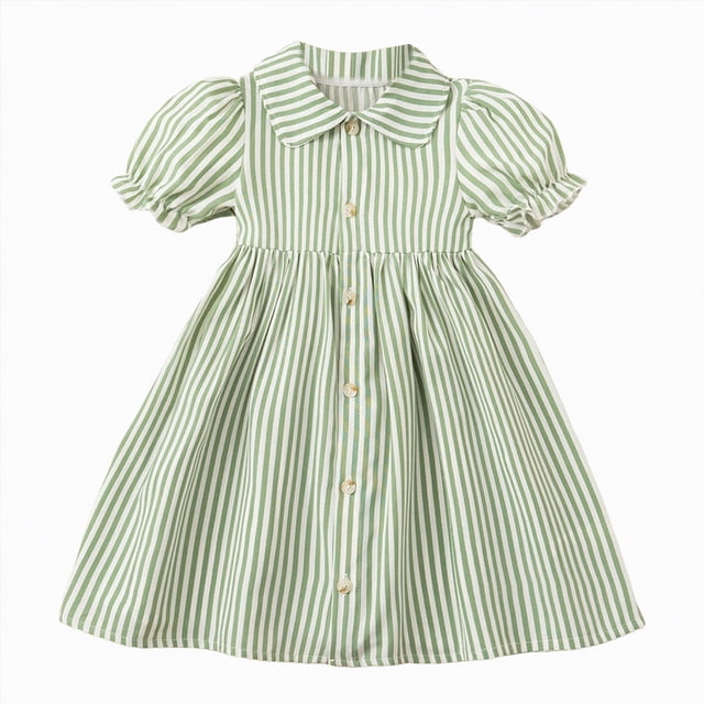 Gubotare Robe pour Bébé Fille Robe pour Tout-Petit Bébé Fille Lin à Volants Dos Nu Sans Manches Robes Enfants Robe d'Été Taille 7-8 (Vert, 7-8 Ans)