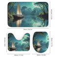 thumbnail image 2 of Fantasy Ship Print Shower Curtain Set 4-Set Moonlight Magical Bathroom Decor Set Night Scene Includes Floor Mat ,U-Mat ,Toilet Cover Mat ,Shower Curtain with 12 Hooks,72inx72in, 2 of 7