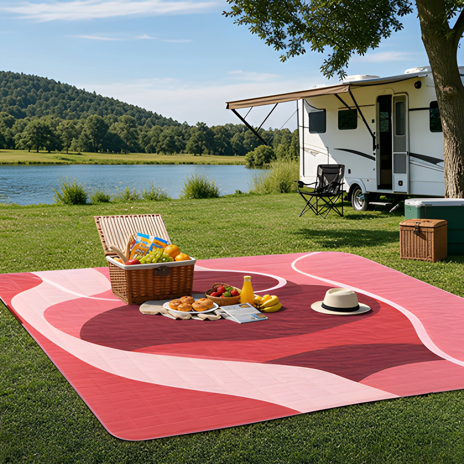 Waterproof Picnic Blanket Outdoor Camping Beach Mat Extra Large Foldable Car Essential Roadtrip Gadget Rv Accessories Glamping Tent Gear Must Haves Hiking Stuff Backpacking Necessities Gift
