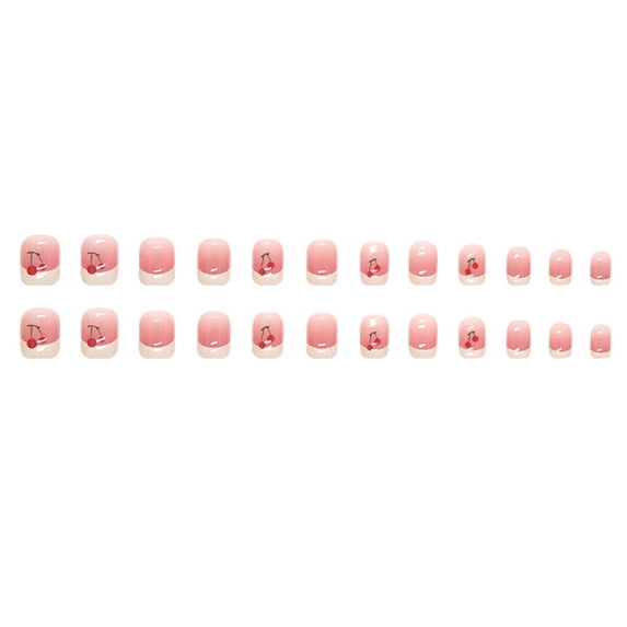 Cherry Pattern Press-on Nails Unique Trendy Pattern Nail Decor for Professional Salon Supply Jelly Glue Model