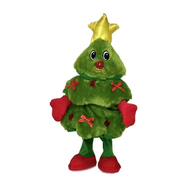 Árbol de Navidad de peluche que canta y baila, juguete interactivo eléctrico, Navidad Verde