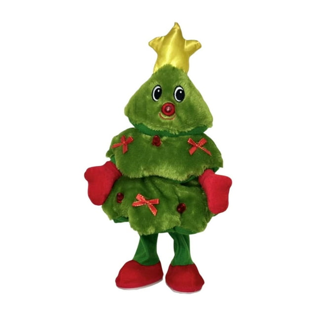 Árbol de Navidad eléctrico interactivo de 15,75 pulgadas con sonido y baile para dormitorio. Verde